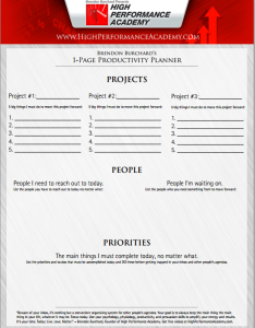 1 page productivity planner